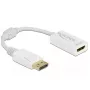 Adapteris DisplayPort 1.1 kištukas į HDMI lizdą pasyvus baltas DeLOCK 61015