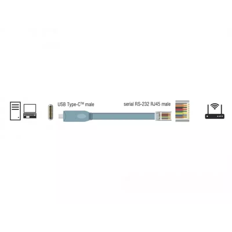 Serijinis kabelis DeLOCK 89917 USB 2.0 Type-C RJ45 Pilkas 0.5m