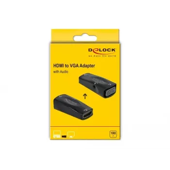 Adapteris HDMI-A lizdas į VGA lizdą 1080p su garsu DeLOCK 66560