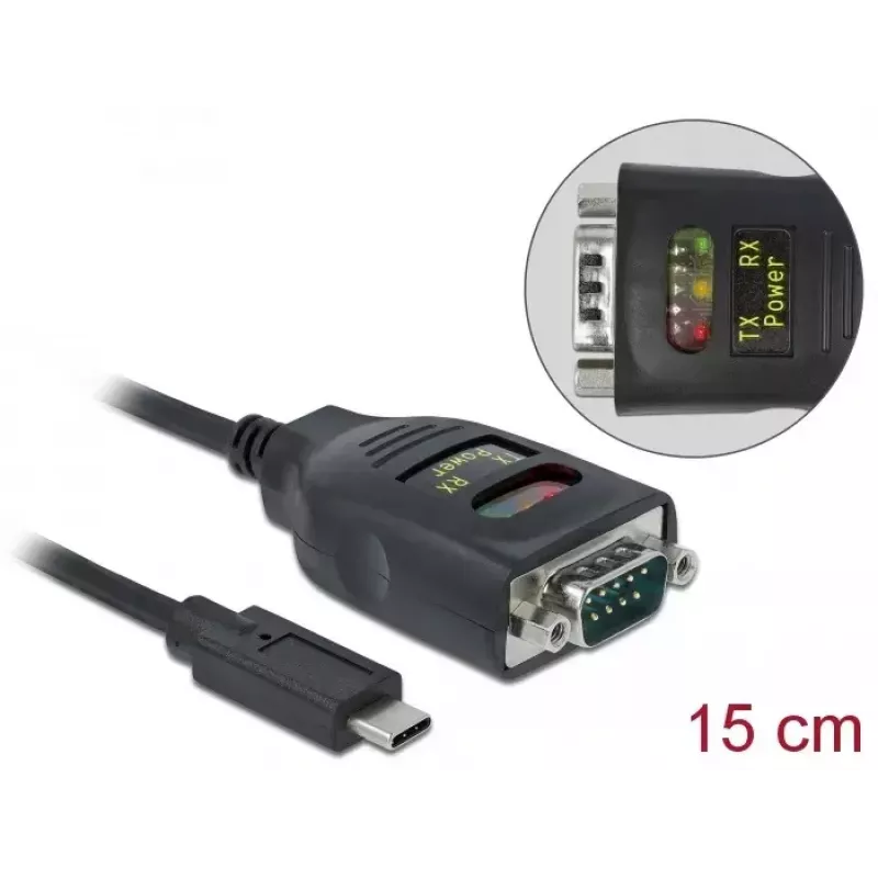 Adapter USB Type-C į 1 nuoseklųjį RS-232 DB9 prievadą DeLOCK 64038