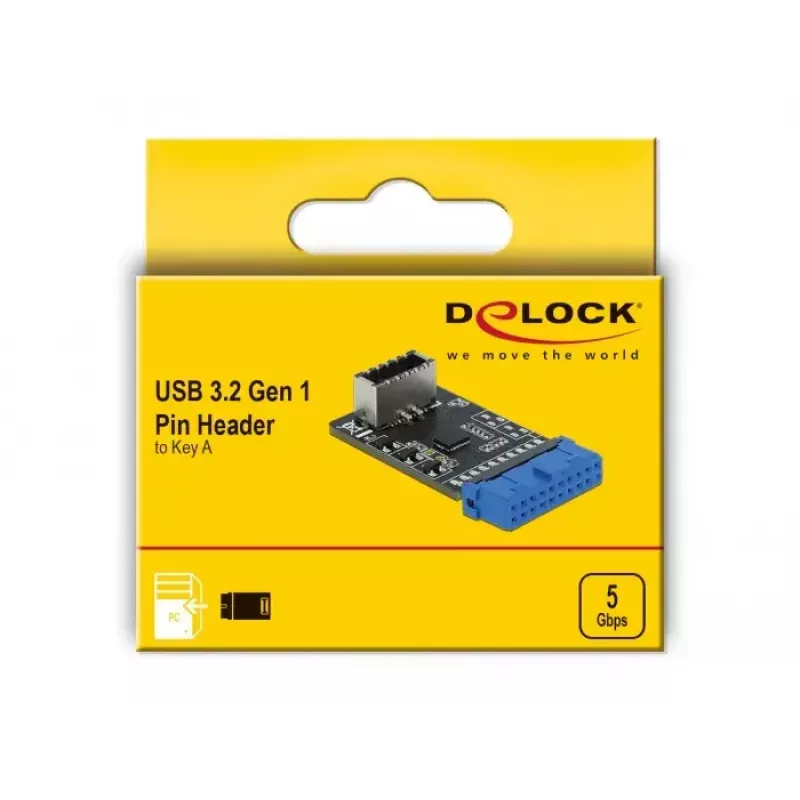 USB adapteris DeLOCK 41981 Type-E Key A Pin Header vidinis moteriškas į vidinį Key A moterišką