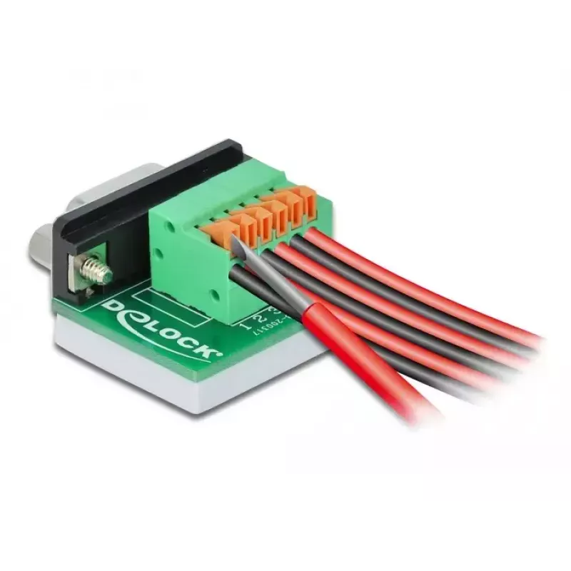 DeLOCK 66557 adapteris D-Sub9 (mot.) į gnybtų bloką su mygtuku