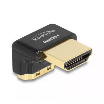 DeLOCK HDMI adapteris, kištukas–lizdas, 90° žemyn lenktas, 8K 60 Hz, metalinis