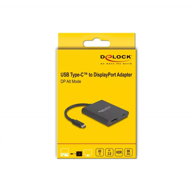 DeLOCK USB Type-C adapteris į DisplayPort 8K HDR su 60 W maitinimo tiekimu