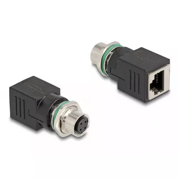 DeLOCK M12 adapteris D koduotas 4 kontaktų lizdas RJ45 lizdui tiesus