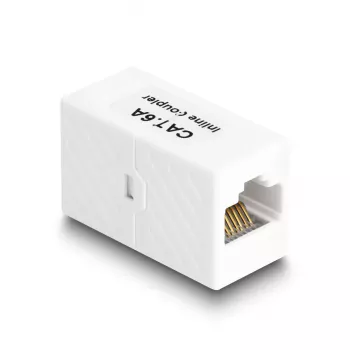 Tinklo kabelis DeLOCK Adapteris RJ45 lizdas prie RJ45 lizdo Cat.6A UTP 1m Baltas