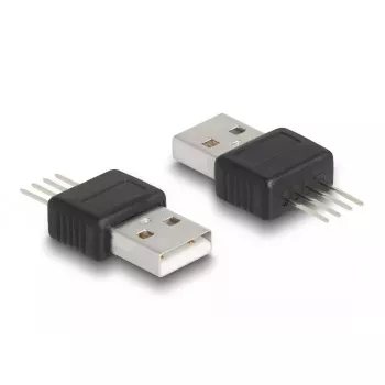 DeLOCK adapteris USB 2.0 Type-A kištukas 4 kontaktų juoda sidabrinė 5V