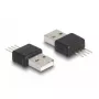 DeLOCK adapteris USB 2.0 Type-A kištukas 4 kontaktų juoda sidabrinė 5V