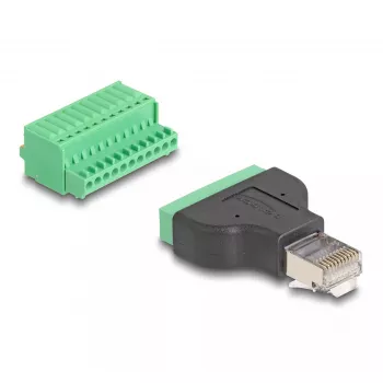DeLOCK RJ50 kištukas – gnybtų bloko adapteris su mygtuku 11 kontaktų gnybtų blokas