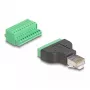 DeLOCK RJ50 kištukas – gnybtų bloko adapteris su mygtuku 11 kontaktų gnybtų blokas
