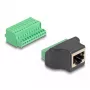 DeLOCK RJ50 moteriška jungtis prie gnybtų bloko adapterio su mygtukiniu 11 kontaktų gnybtų bloku