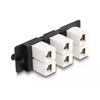 “DeLOCK” “Keystone” adapterio skydelis 6 prievadų juodas plokščias RJ-45