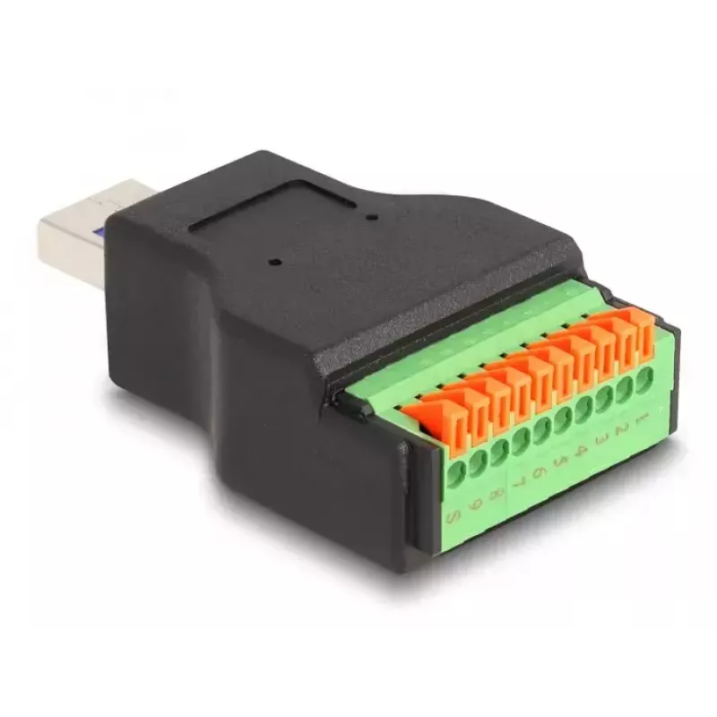 DeLOCK USB 3.2 Gen 1 Type-A kištukas į gnybtų bloko adapterį su mygtuku