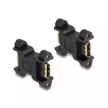 DeLOCK HDMI adapteris, jungtis–jungtis, su varžtiniu tvirtinimu, 66068, juodas