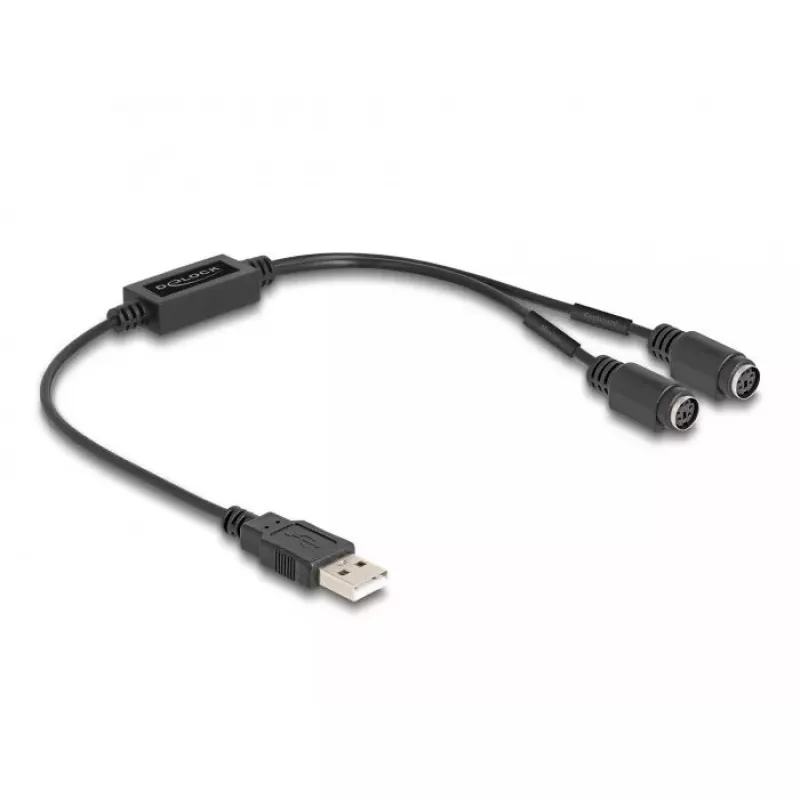 DeLOCK 61061 PS/2 kabelis 0,43 m 2x 6 kontaktų Mini-DIN USB A juodas