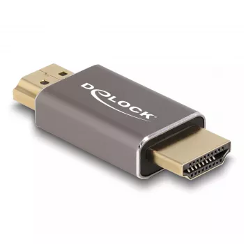 DeLOCK HDMI adapteris, vyriška į vyrišką, 8K 60 Hz, pilkas metalinis