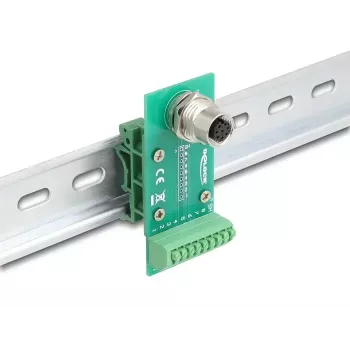 DeLOCK M12 perdavimo modulio adapteris 8 kontaktų A‑koduota moteriška jungtis į 9 kontaktų gnybtų bloką