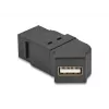 “DeLOCK” USB 2.0 A tipo panelinis montavimas, lizdas į lizdą, 45° kampu, juodas