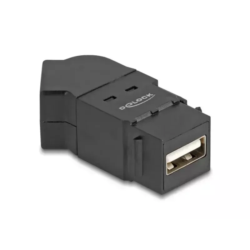 “DeLOCK” USB 2.0 A tipo panelinis montavimas, lizdas į lizdą, 45° kampu, juodas
