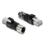 Adapteris M12 X-koduota 8 kontaktų lizdas į RJ45 kištuką, DELOCK 90834, auksuoti kontaktai, juodas