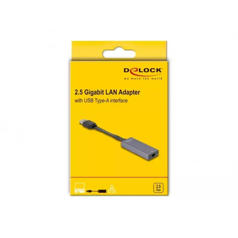 DeLOCK 66247 kabelio jungčių adapteris RJ-45 USB A pilkas 0,09 m