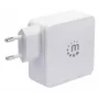 Manhattan sieninis / maitinimo įkroviklis (Euro 2 kontaktų), USB-C ir USB-A prievadai, USB-C išvestis: 45W / 3A, USB-A išvestis: 2.4A, balta, trejų metų garantija, dėžutėje