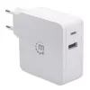 Manhattan sieninis / maitinimo įkroviklis (Euro 2 kontaktų), USB-C ir USB-A prievadai, USB-C išvestis: 45W / 3A, USB-A išvestis: 2.4A, balta, trejų metų garantija, dėžutėje