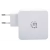 Manhattan sieninis / maitinimo įkroviklis (Euro 2 kontaktų), USB-C ir USB-A prievadai, USB-C išvestis: 45W / 3A, USB-A išvestis: 2.4A, balta, trejų metų garantija, dėžutėje