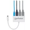 Manhattan USB-C dokas / šakotuvas, prievadai (x4): USB-A (x3) ir USB-C, 5 Gb/s (USB 3.2 Gen1, dar vadinama USB 3.0), su maitinimo tiekimu (60 W) į USB-C prievadą (pastaba: reikia papildomo USB-C sieninio įkroviklio ir USB-C kabelio), universalus visiems įrenginiams, „SuperSpeed USB“, 3 metų garantija
