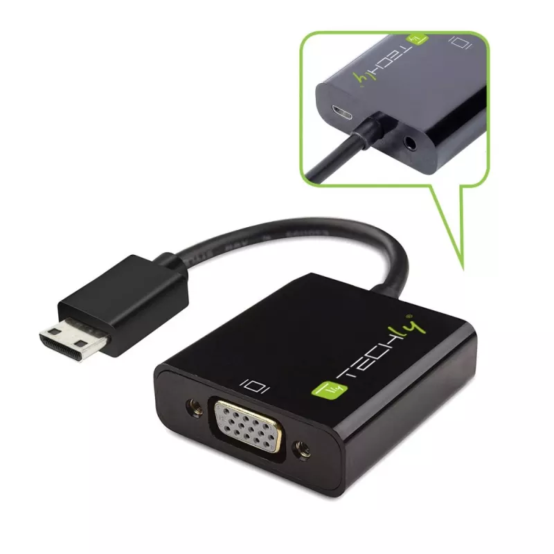 Techly keitiklis HDMI Mini C į VGA IDATA HDMI-VGA4, VGA (D-Sub), HDMI Type C (Mini), vyriška, moteriška, 1920 x 1080 pikselių, 1080p, 720p, 480p