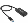 Manhattan USB-A į HDMI adapterio kabelis, 60 cm, kištukas į lizdą, 5 Gbps (USB 3.2 Gen1, dar žinomas kaip USB 3.0), 2560x1440 @ 32 bitų spalvos, Full HD vaizdas 1080p@16:9, juodas, lizdinė pakuotė