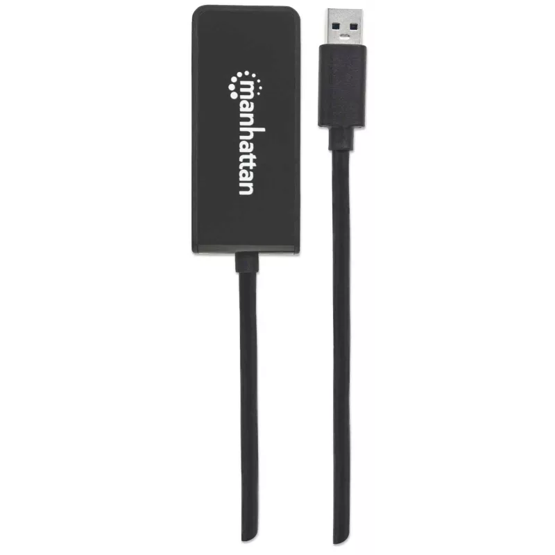 Manhattan USB-A į HDMI adapterio kabelis, 60 cm, kištukas į lizdą, 5 Gbps (USB 3.2 Gen1, dar žinomas kaip USB 3.0), 2560x1440 @ 32 bitų spalvos, Full HD vaizdas 1080p@16:9, juodas, lizdinė pakuotė