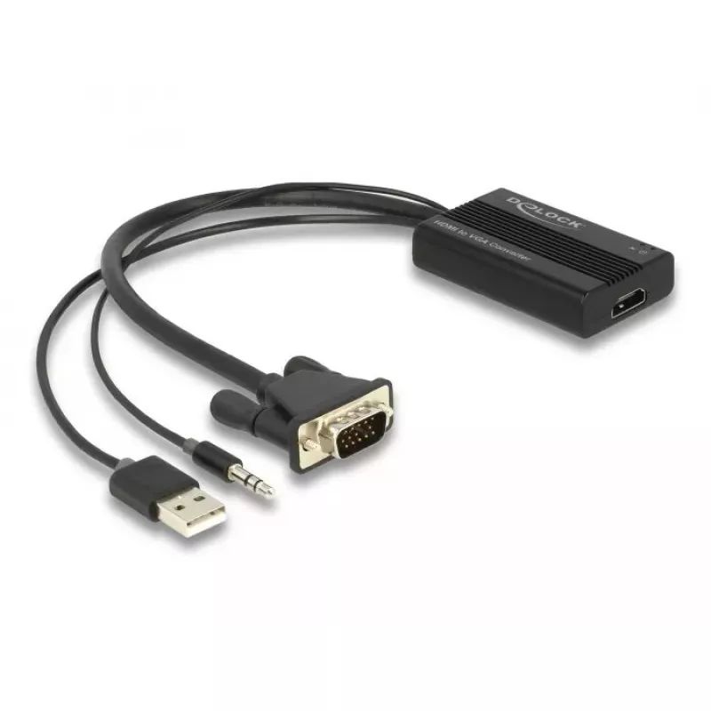 DeLOCK HDMI į VGA adapteris su garsu 25 cm HDMI A tipo VGA D-Sub
