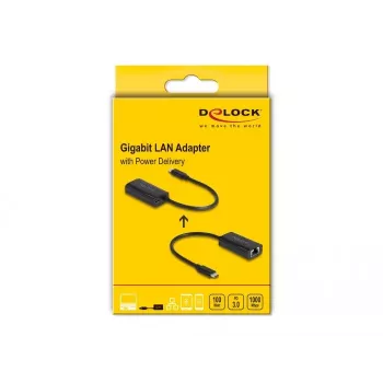 DeLOCK 61026 kabelio lyties keitiklis USB C RJ45 Juoda