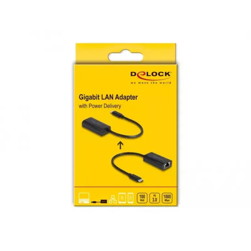 DeLOCK 61026 kabelio lyties keitiklis USB C RJ45 Juoda