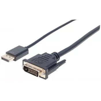 Manhattan DisplayPort 1.2a į DVI-D 24+1 kabelis, 1080p@60Hz, 3m, kištukas-kištukas, pasyvus, suderinamas su DVD-D, juodas, trejų metų garantija, atitinka DP2DVIMM10.