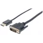 Manhattan DisplayPort 1.2a į DVI-D 24+1 kabelis, 1080p@60Hz, 3m, kištukas-kištukas, pasyvus, suderinamas su DVD-D, juodas, trejų metų garantija, atitinka DP2DVIMM10.