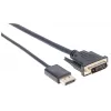 Manhattan DisplayPort 1.2a į DVI-D 24+1 kabelis, 1080p@60Hz, 3m, kištukas-kištukas, pasyvus, suderinamas su DVD-D, juodas, trejų metų garantija, atitinka DP2DVIMM10.