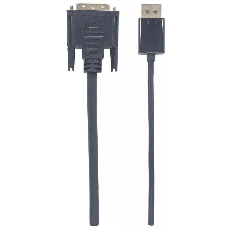 Manhattan DisplayPort 1.2a į DVI-D 24+1 kabelis, 1080p@60Hz, 3m, kištukas-kištukas, pasyvus, suderinamas su DVD-D, juodas, trejų metų garantija, atitinka DP2DVIMM10.