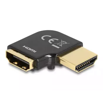 DeLOCK HDMI adapteris, kištukas–lizdas, 90° kairinis kampinis, 8K 60 Hz, metalinis