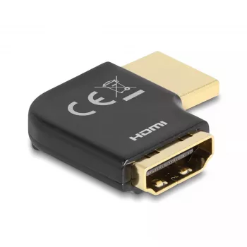 DeLOCK HDMI adapteris, kištukas–lizdas, 90° kairinis kampinis, 8K 60 Hz, metalinis