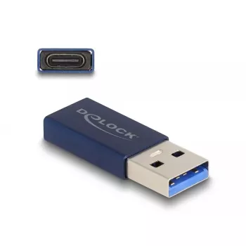DeLOCK USB adapteris USB Type-A kištukas į USB Type-C lizdą 10 Gbps mėlynas
