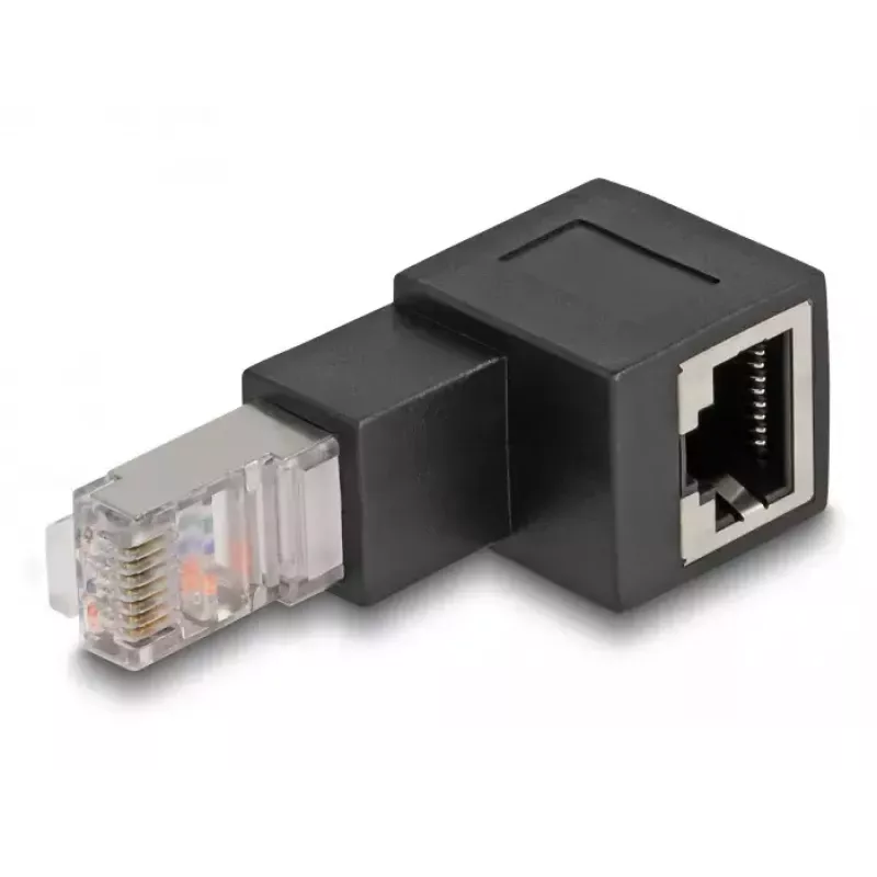 DeLOCK RJ45 kištuko į RJ45 lizdą adapteris Cat.6A 90° kampu žemyn