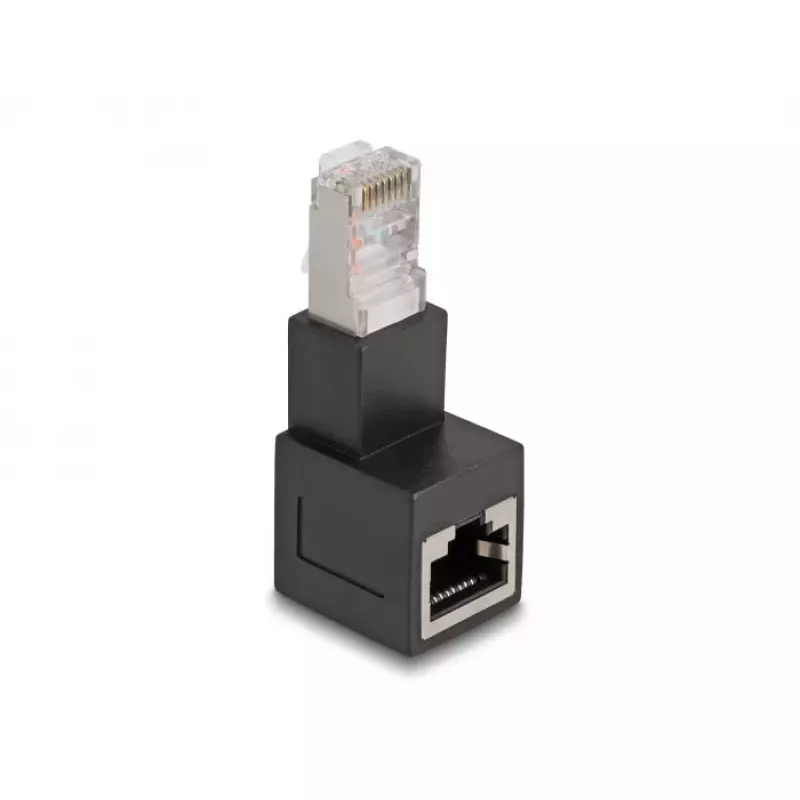 DeLOCK RJ45 kištuko į RJ45 lizdą adapteris Cat.6A 90° kampu žemyn