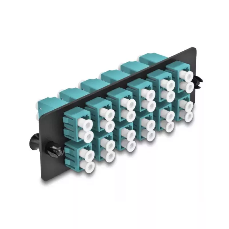 DeLOCK Šviesolaidinio adapterio skydelis LC Duplex OM4 12 prievadų Aqua