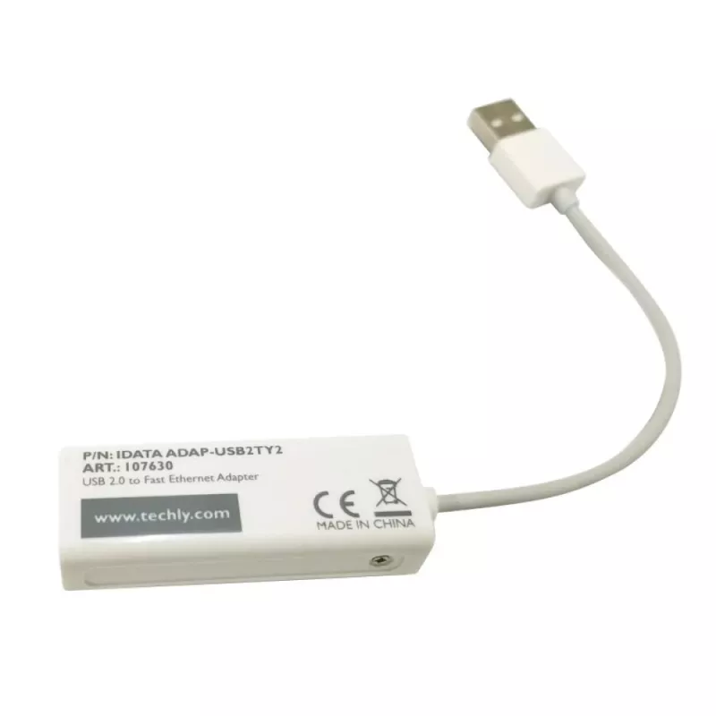Techly USB2.0 į „Fast Ethernet“ 10/100 Mbps keitiklis, laidinis, USB, Ethernet, 100 Mbit/s, baltas