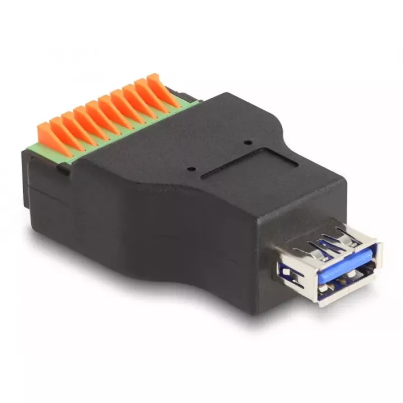 DeLOCK USB 3.2 Gen 1 Type-A lizdas į 10 kontaktų gnybtų bloko adapterį