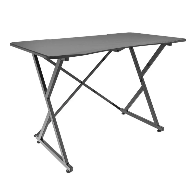 Techly žaidimų stalas kompiuteriui su kampuotu ergonomišku kraštu, juodas