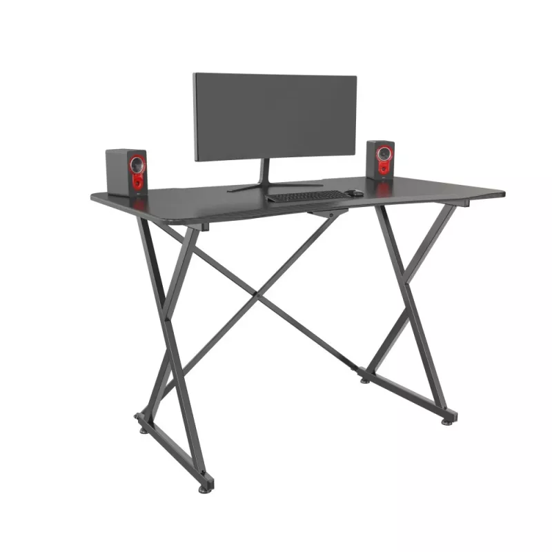 Techly žaidimų stalas kompiuteriui su kampuotu ergonomišku kraštu, juodas