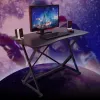Techly žaidimų stalas kompiuteriui su kampuotu ergonomišku kraštu, juodas